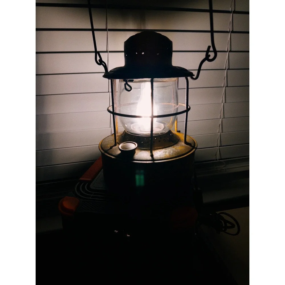 Vintage Embury No 500 Railroad Lantern Upcycled Electric Lamp Warsaw NY Yellow